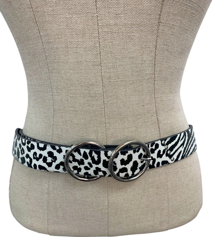 Primark Black and White Animal Print Belt UK XS