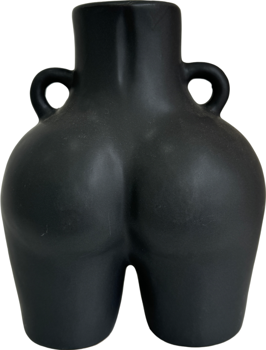 Black ‘love Handles’ 22cm Ceramic Vase