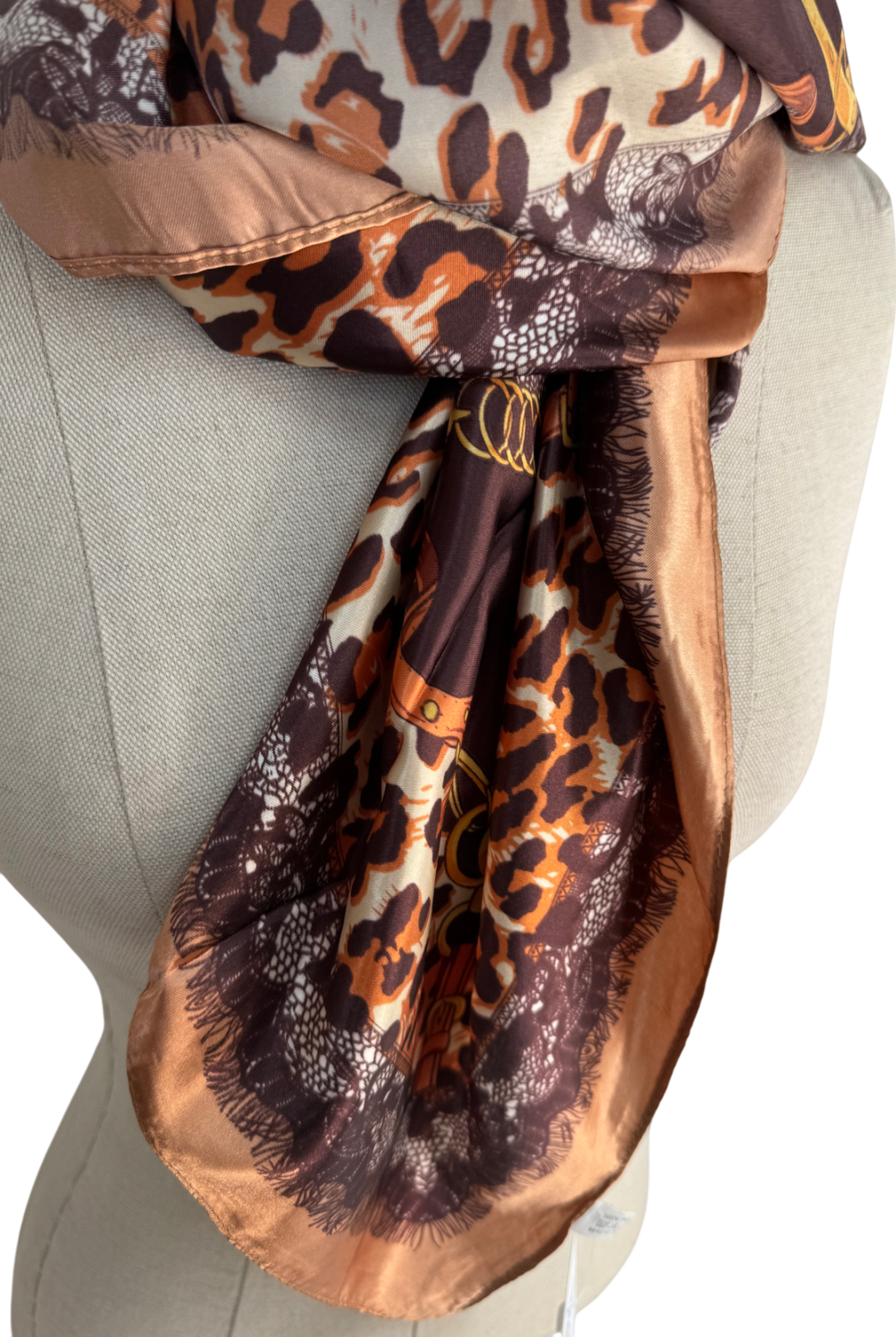 Brown Printed Scarf One Size