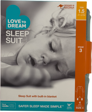 LOVE TO DREAM Green Sleep Suit Long Sleeve Olive Twigs•cotton Fleece 4 Years