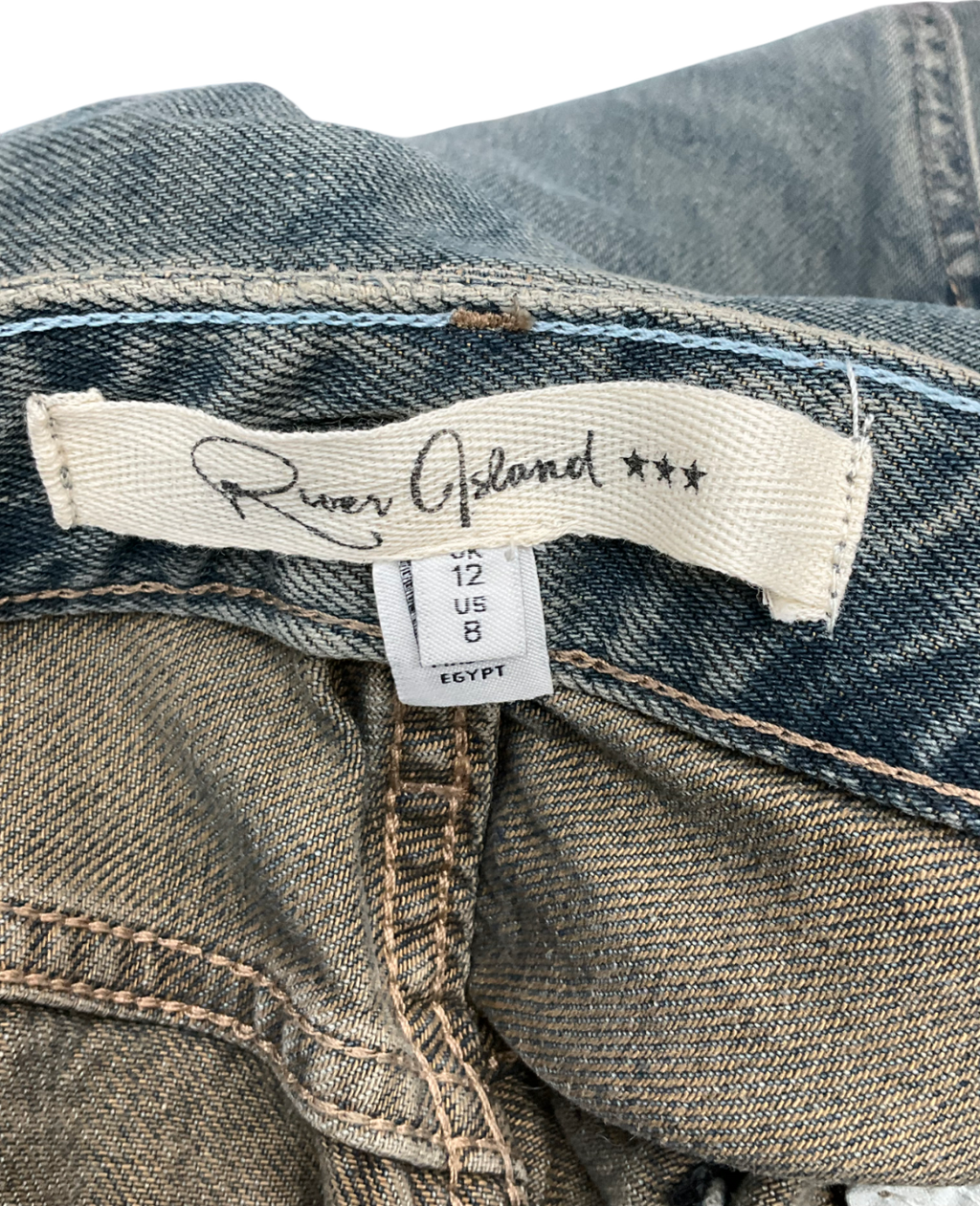 River Island Blue Relaxed Fit Straight Jeans UK 12