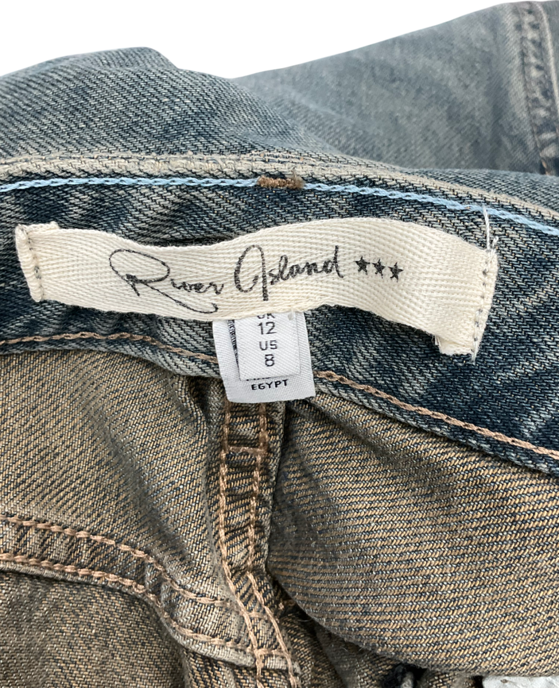 River Island Blue Relaxed Fit Straight Jeans UK 12