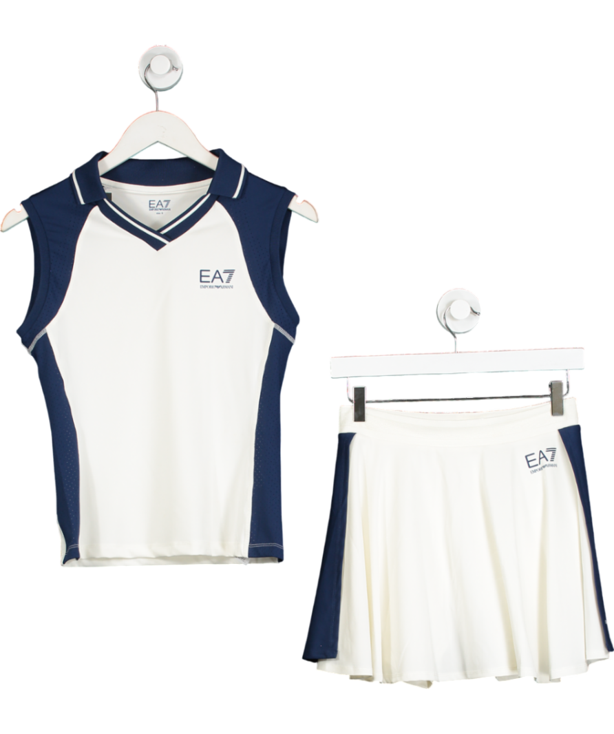 Emporio Armani White Tennis Pro Freestyle Tank  & Skirt Set UK S