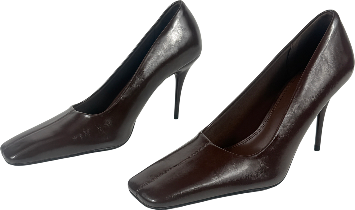 ASOS Brown Phillipa Square Toe High Heeled Court Shoes In Chocolate UK 7 EU 40