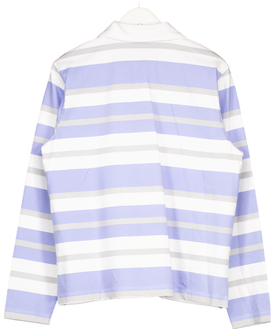 NA-KD Blue Rugby Shirt Blue/ Grey Stripe UK M