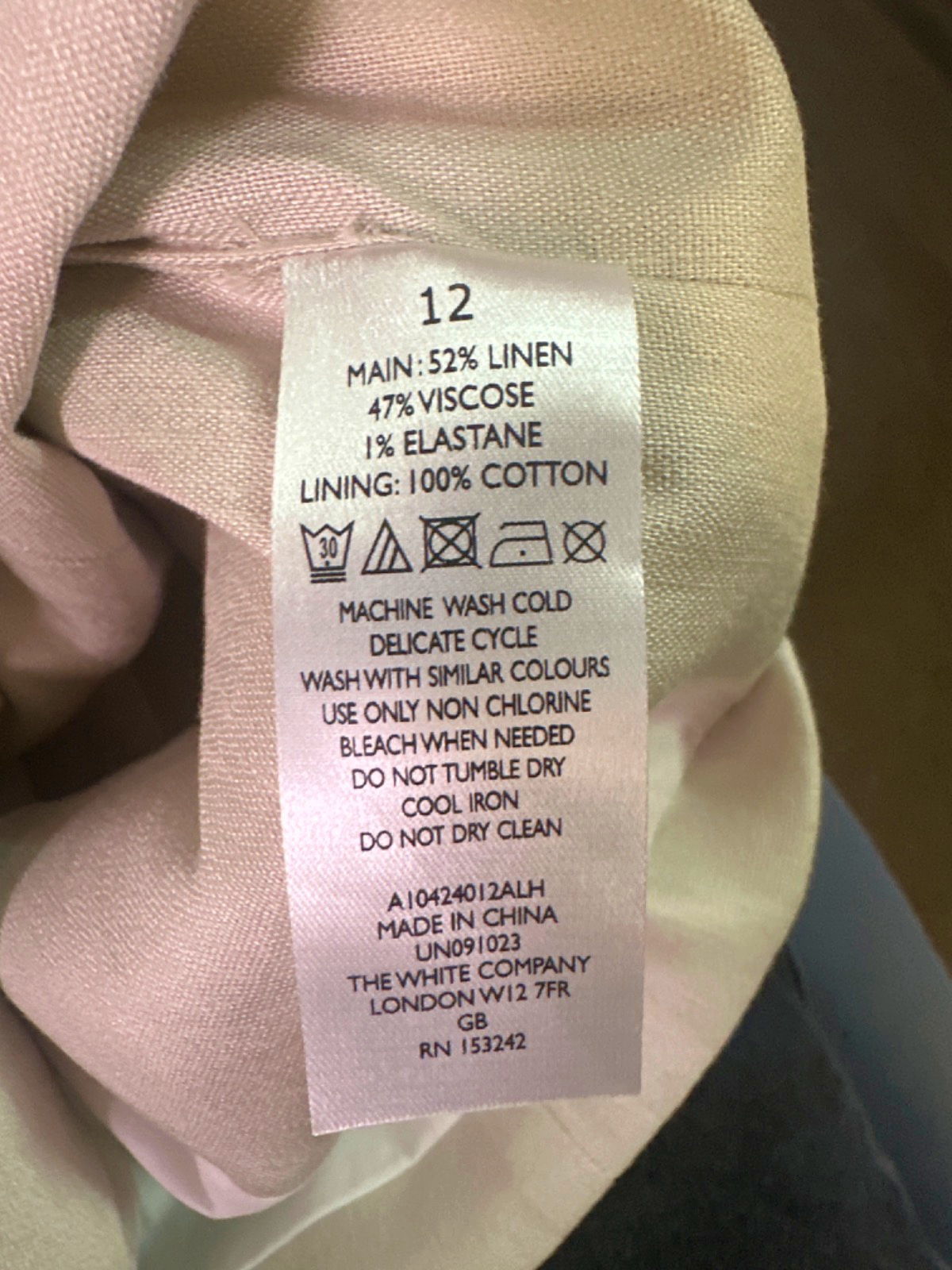 The White Company White Linen Stretch Tailored Waistcoat UK 12