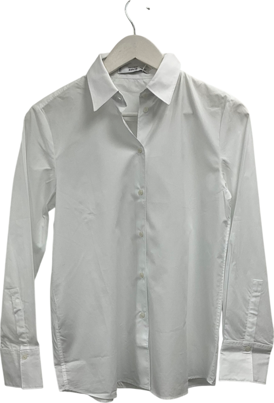 MANGO White Cotton Blend Shirt UK XS