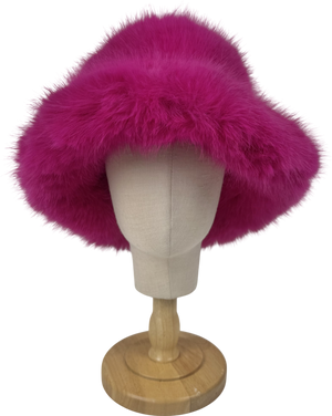 Pink Faux Fur Bucket Hat