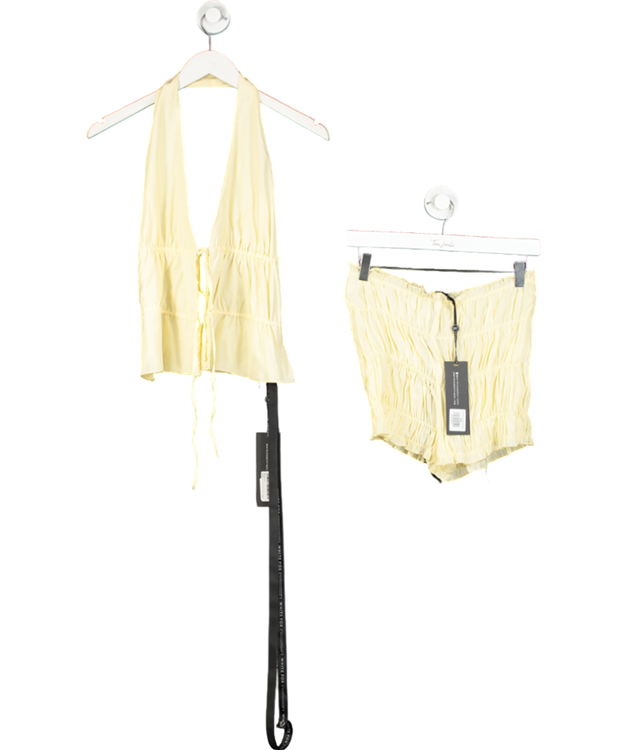 White Fox Yellow Happier Together Top Lemon Top & Shorts Set UK M/L