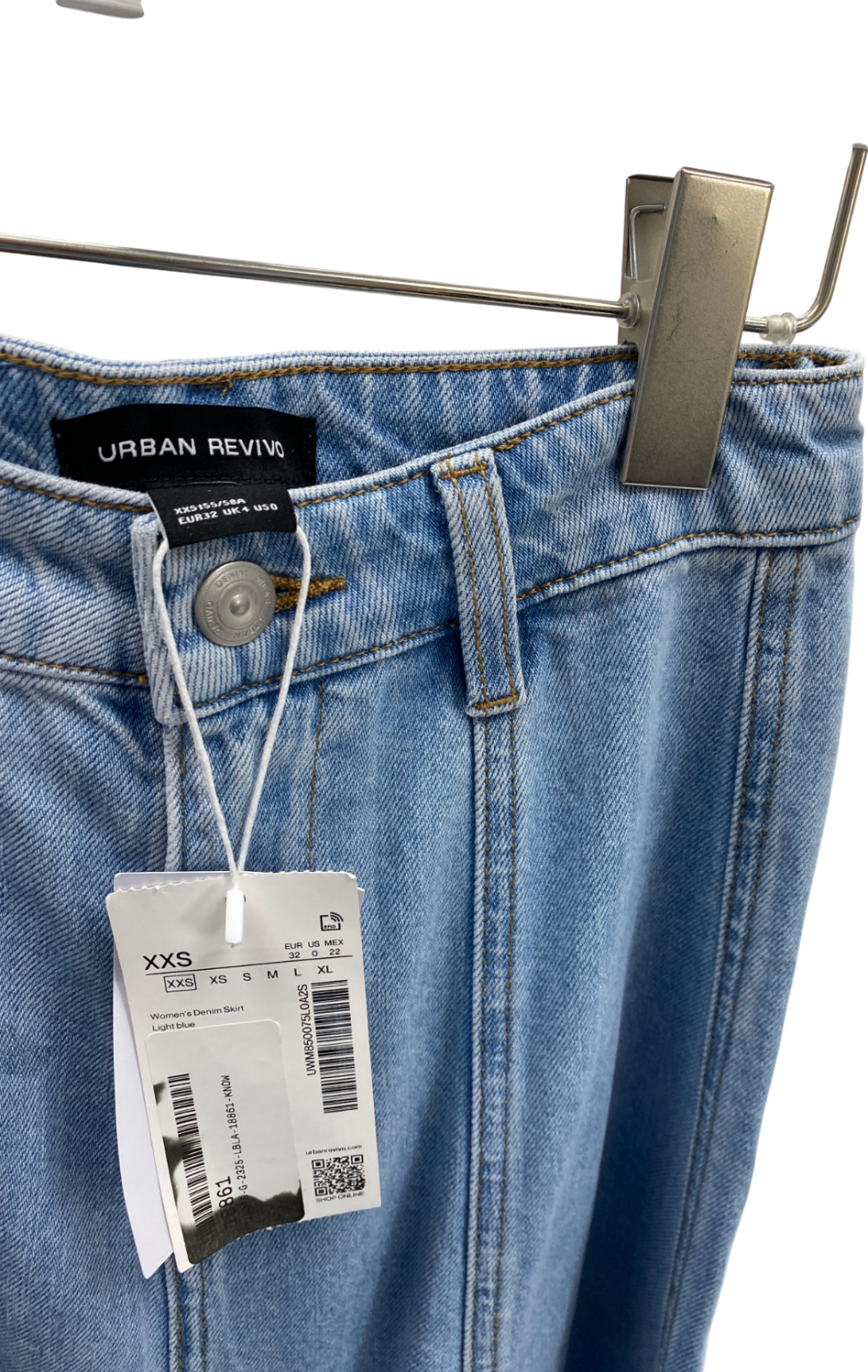 Urban Revivo Blue Regular Denim Midi Skirt UK XXS