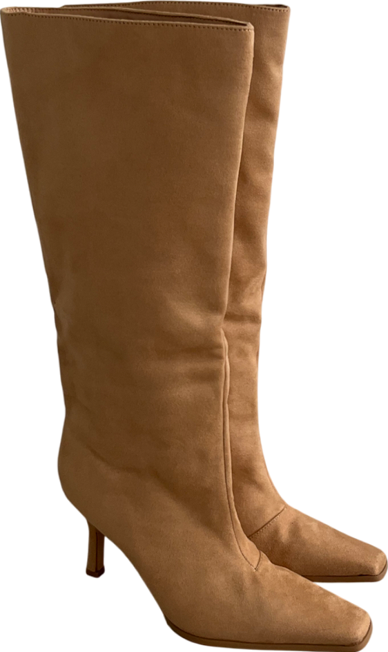 Ego Beige Cecil Square Toe Faux Suede Boots UK 6 EU 39 👠