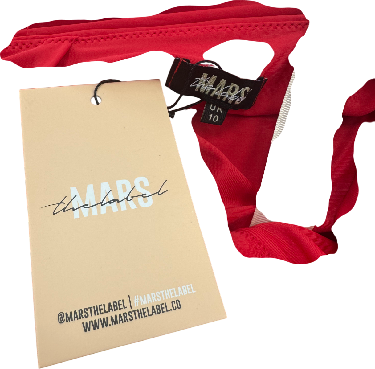 Mars the Label Red Tie Up Mini Skirt UK 10