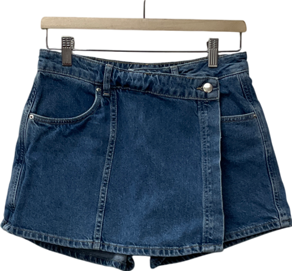 ZARA Blue Denim Warp Skort UK S