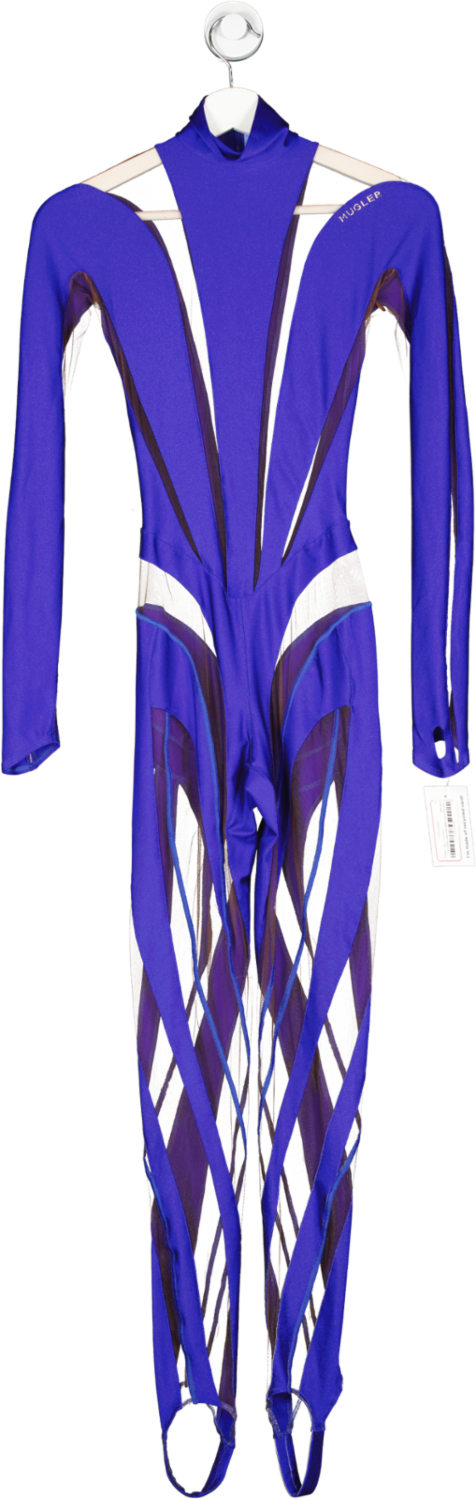 Mugler Blue Lycra Jumpsuit UK XS/S