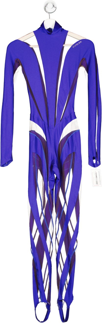 Mugler Blue Lycra Jumpsuit UK XS/S