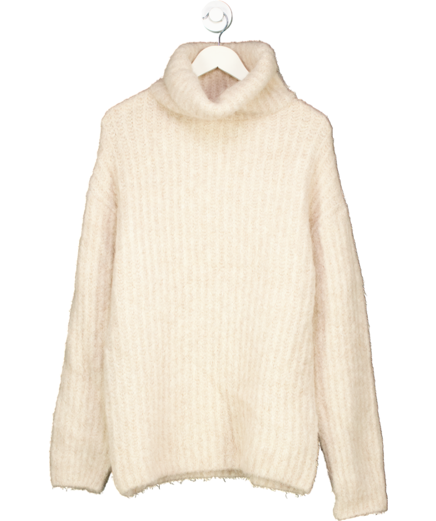 FRANKIE SHOP Beige Alpaca Wool Blend Turtleneck Sweater One Size