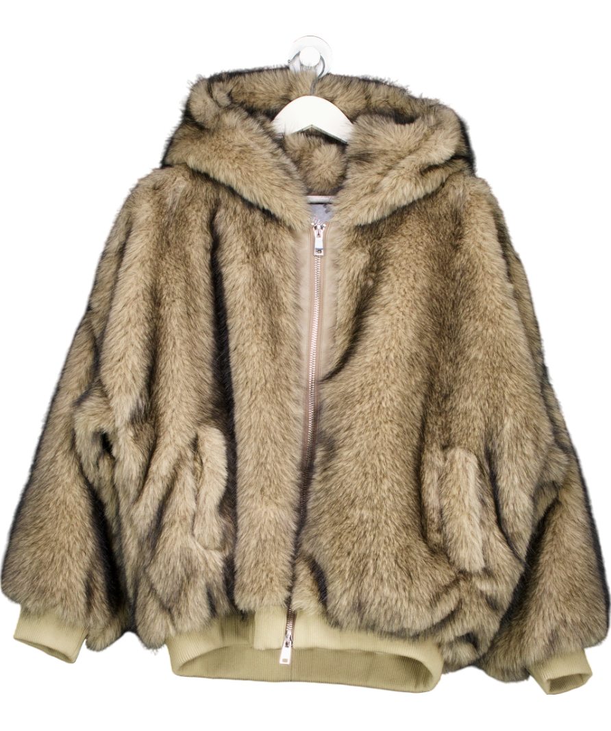 maro Beige Faux Fur Jacket UK S