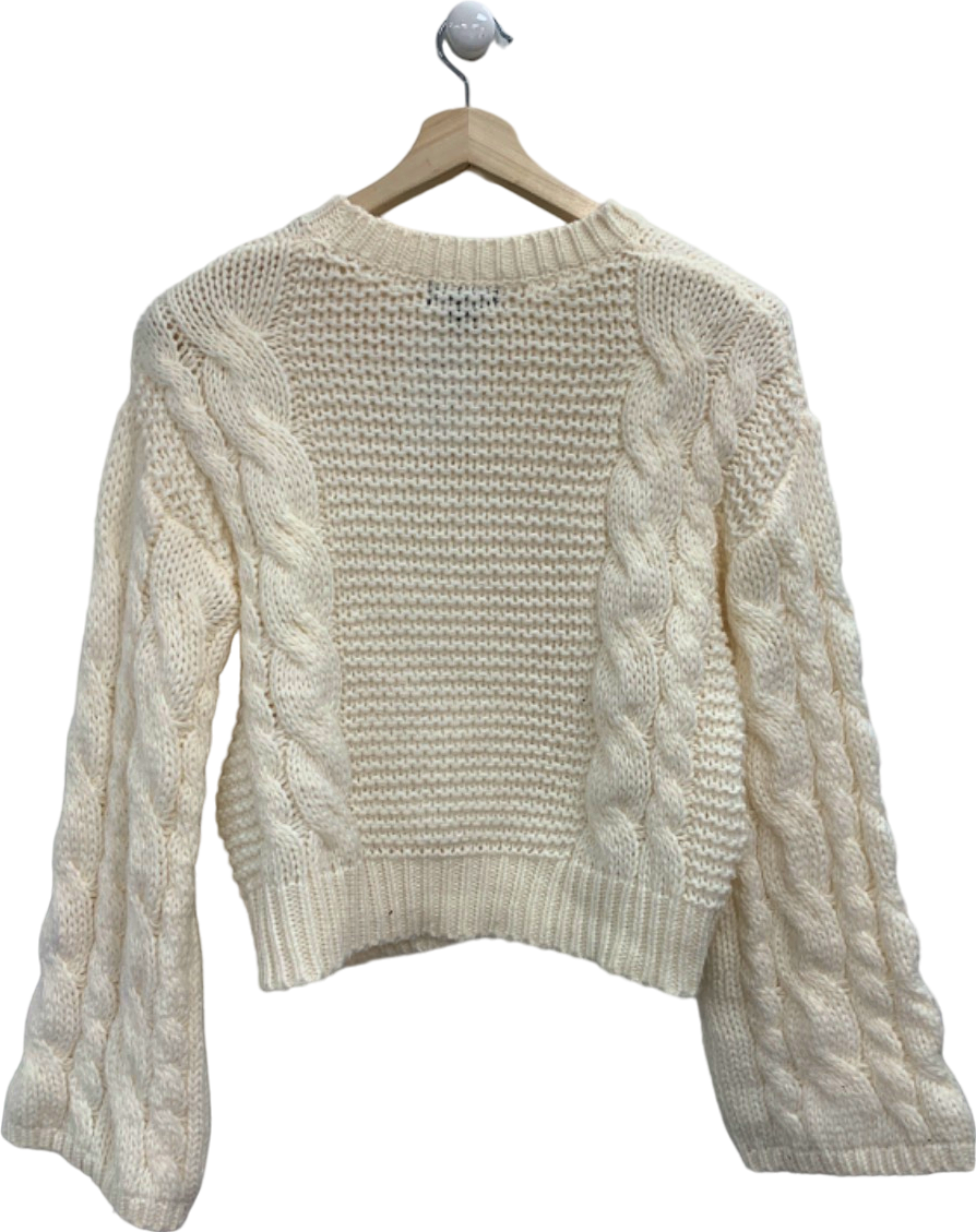 PrettyLittleThing Cream Cable Knit Jumper XS