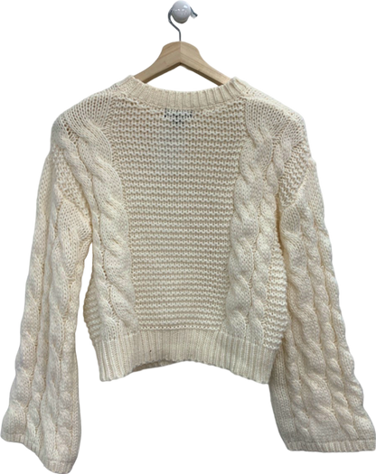 PrettyLittleThing Cream Cable Knit Jumper XS