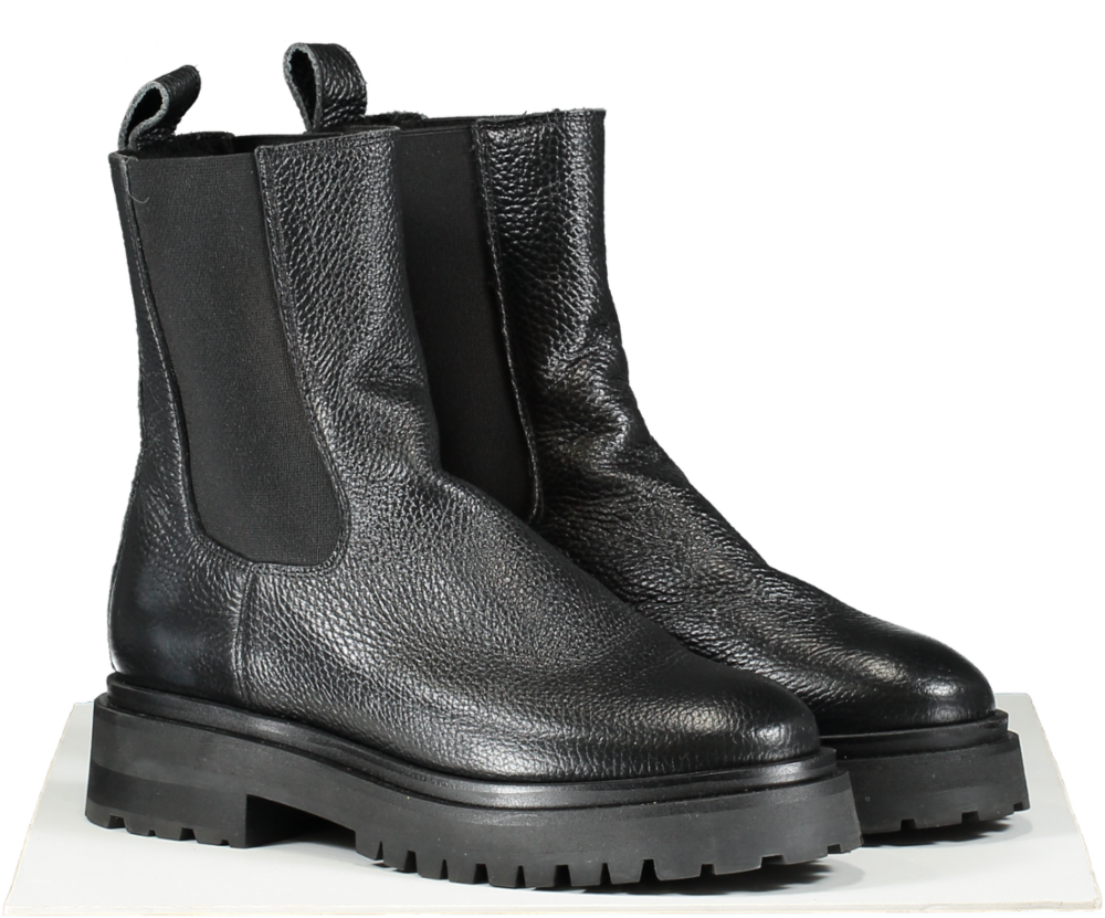& Other Stories Black Lined Chunky Chelsea Leather Boots UK 7 EU 40 👠
