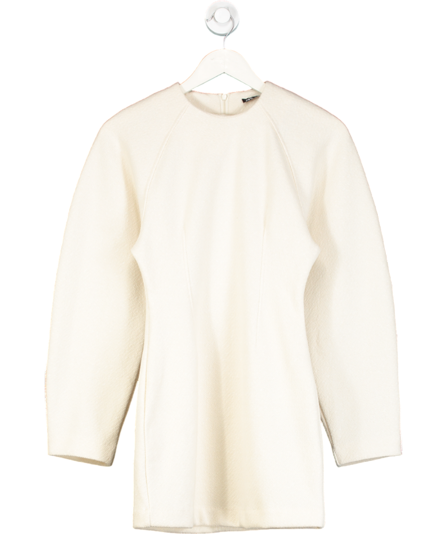 ZARA Cream Voluminous Sleeve Dress UK S