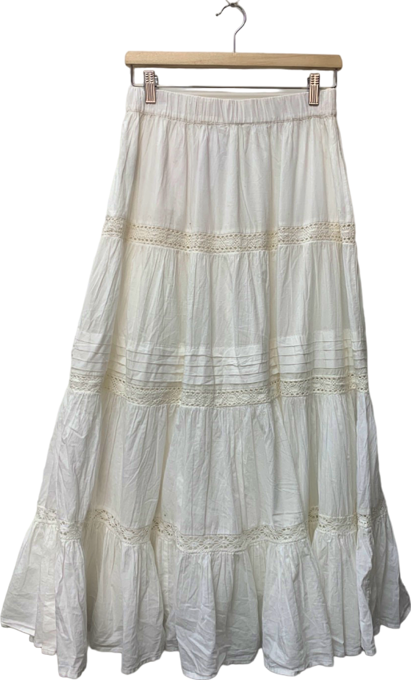Primark White Tiered Maxi Skirt UK 12