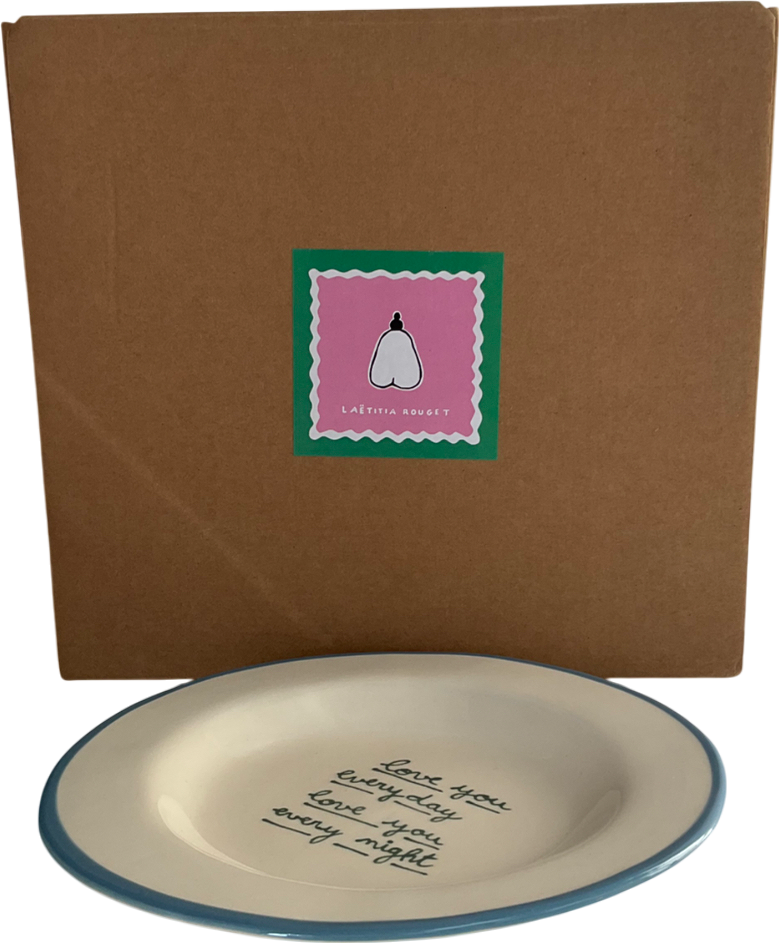 Laëtitia Rouget White Love You Everyday, Love You Every Night Plate