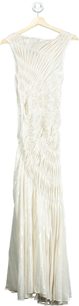 Georgia Hardinge White Ruched Maxi Dress UK 8