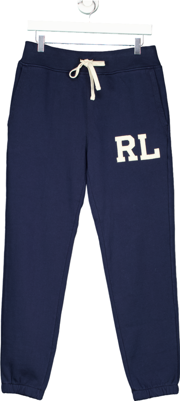 Ralph Lauren Navy Logo Applique  Letterman Joggers Petite Fit UK S