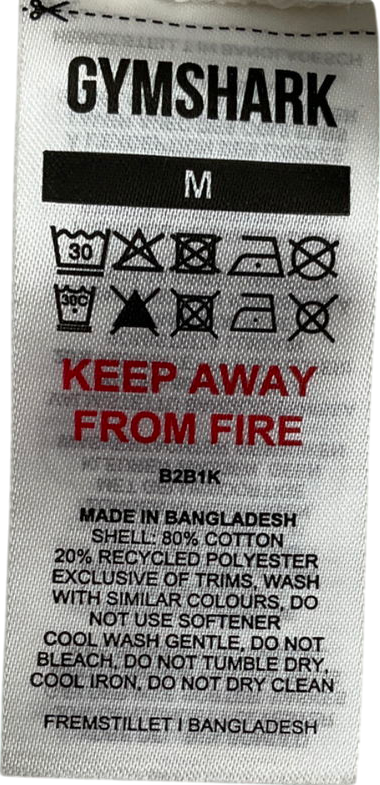 gymshark White Care Label Graphic Brushed Shorts UK M