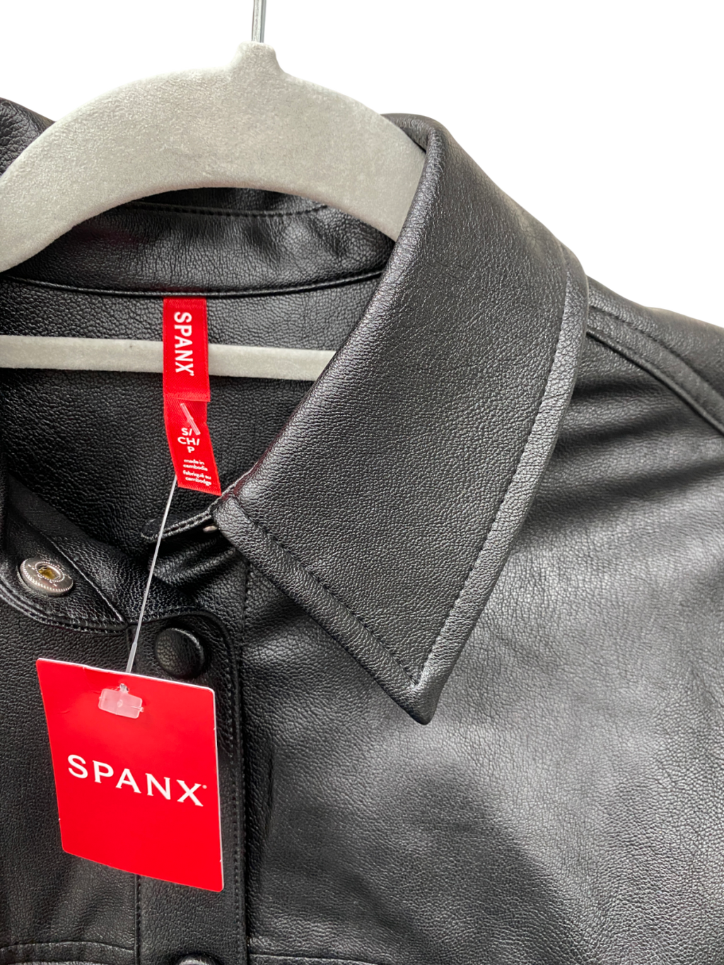 Spanx Black Long Sleeve Faux Leather Shirt UK S