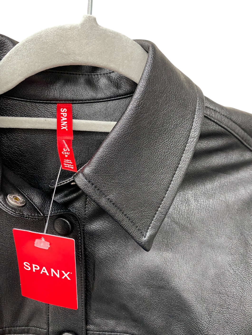 Spanx Black Long Sleeve Faux Leather Shirt UK S