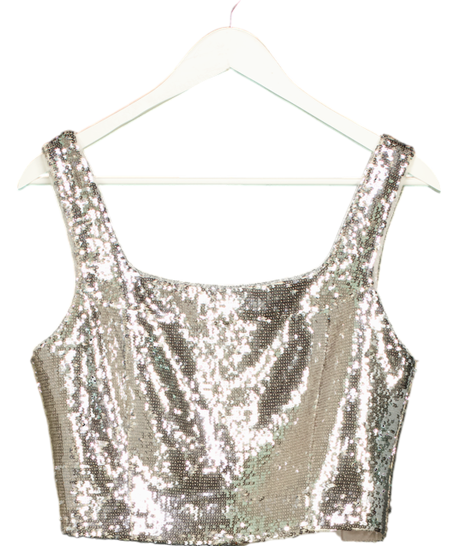 Melis Kaptanoglu Metallic Lamé Sequin Bustier UK 8