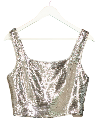 Melis Kaptanoglu Metallic Lamé Sequin Bustier UK 8