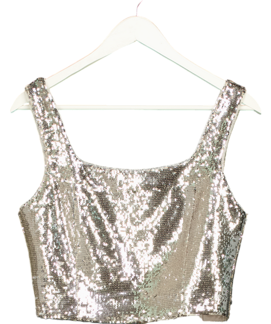 Melis Kaptanoglu Metallic Lamé Sequin Bustier UK 8