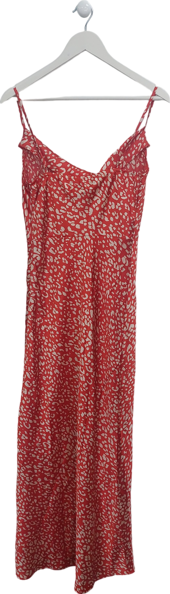 Needs No Label Red Animal Satin Cowl Neck Dress UK 8