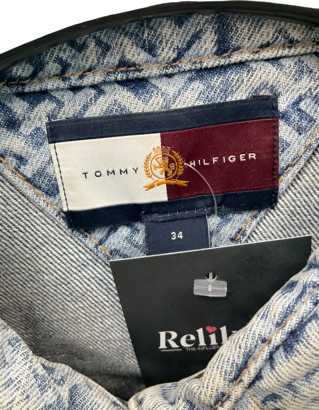 Tommy Hilfiger Blue Cropped Monogram Short Sleeve Shirt UK 6