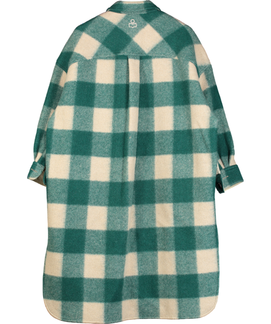 Étoile Isabel Marant Green Isabel Marant Étoile Oversize Fontizi Checked Felted Coat Sz0 UK 4