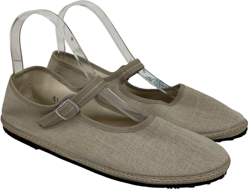 cayumas Cream Boheme Beige Linen mary jane flats UK 8 EU 41 👠