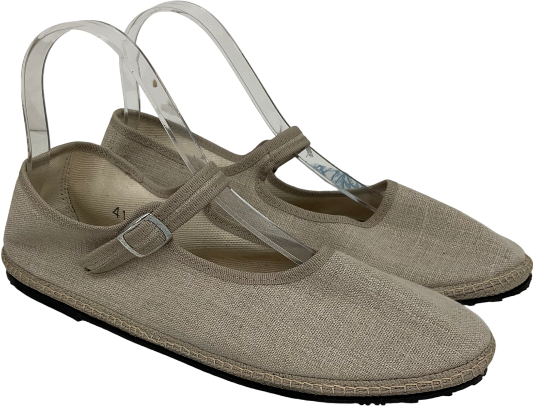 cayumas Cream Boheme Beige Linen mary jane flats UK 8 EU 41 👠