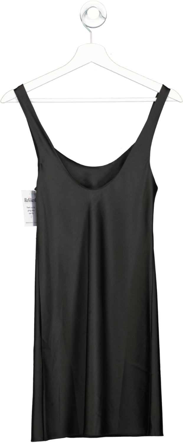 ASOS Scoop Neck Super Mini Satin Slip Dress In Black UK 4