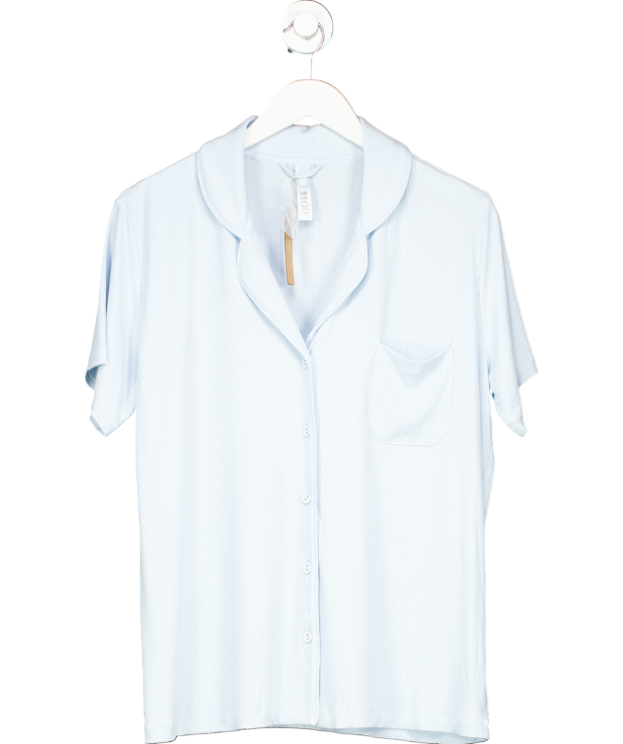 SKIMS Blue Soft Short Sleeve Button Up Pyjama Shirt UK L