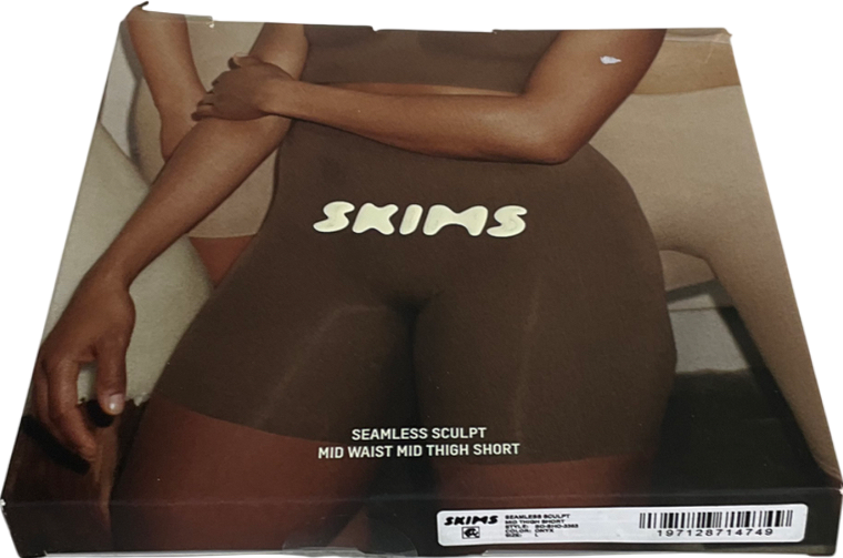 SKIMS Black Seamless Sculpt Mid Waist Mid Thigh Short - Onyx UK L