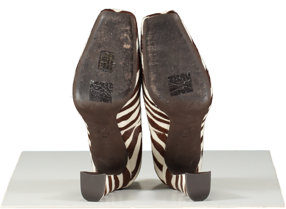 Tory Burch Brown Zebra-print Square Toe Pumps UK 8