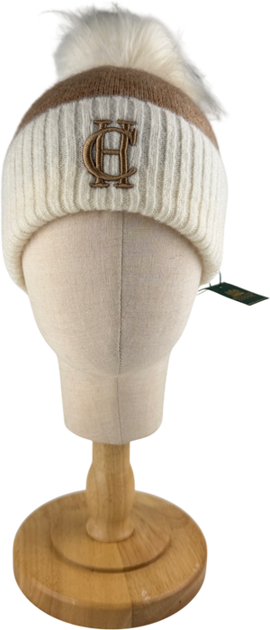 HOLLAND COOPER Cream Logo Chelsea Bobble Hat Camel