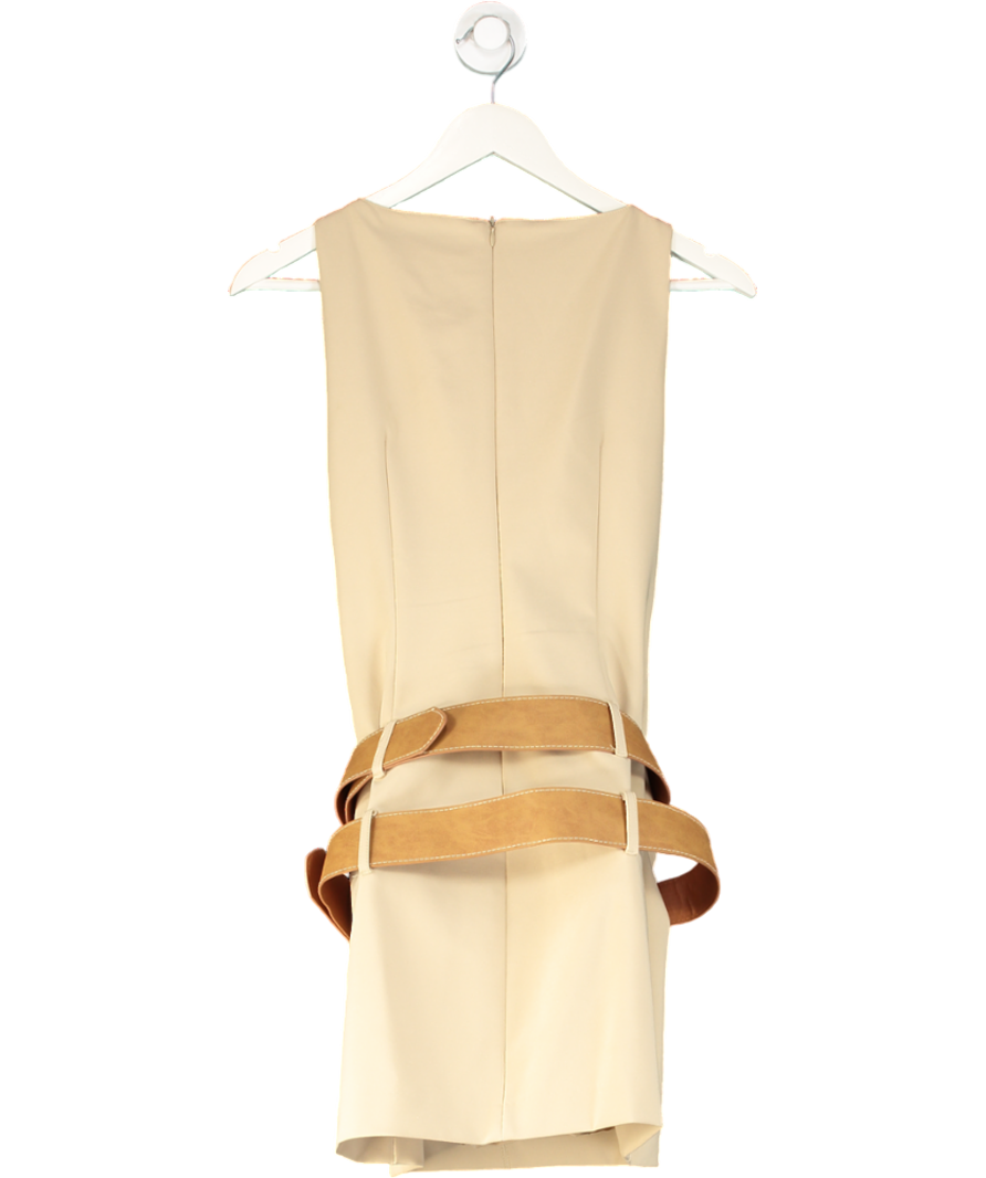 ZARA Beige Belted Sleeveless Mini Dress UK S
