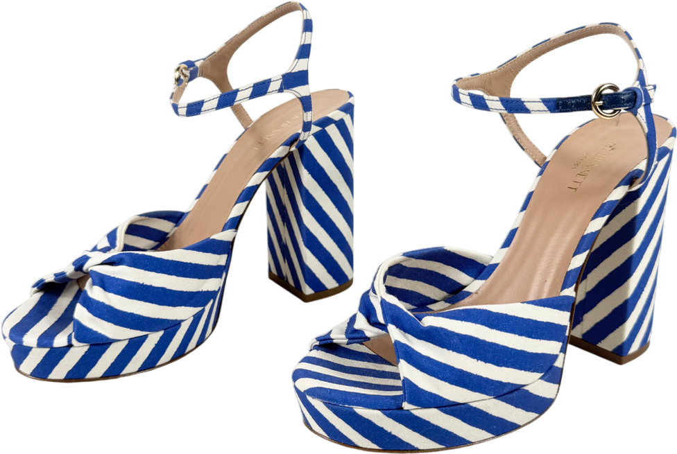 LK Bennett Blue Amanda Striped Woven Platform Sandal UK 5 EU 38