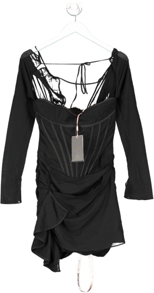 House of CB Black Gianna  Silk Corset Mini Dress UK S
