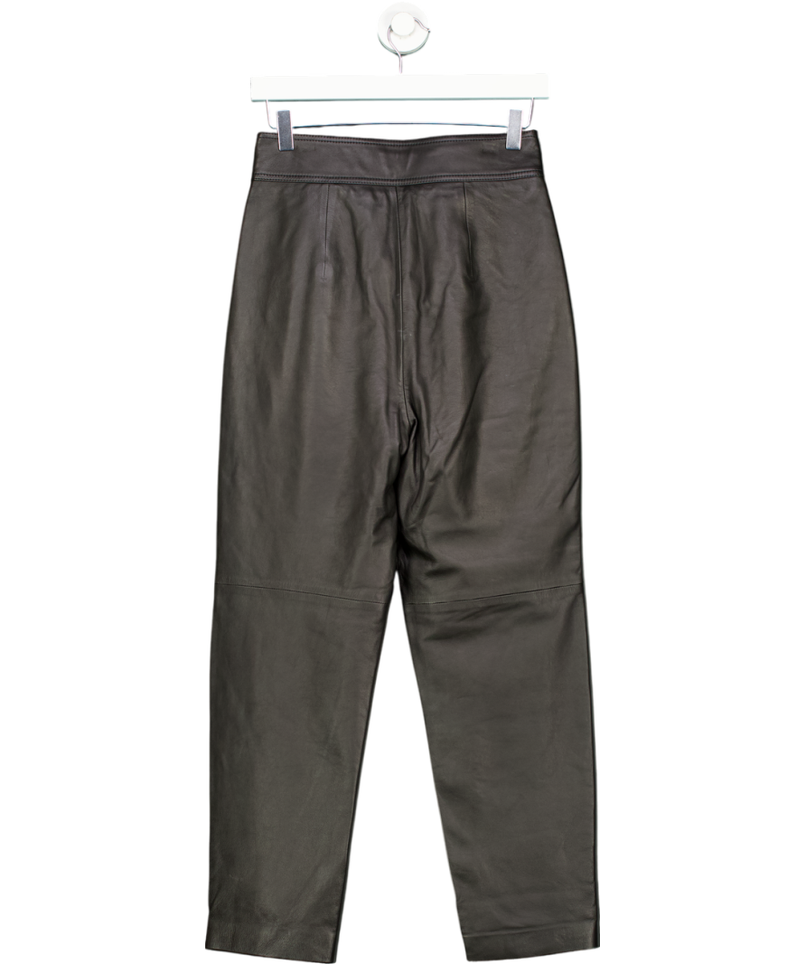 & Other Stories Black Leather Trousers UK 6