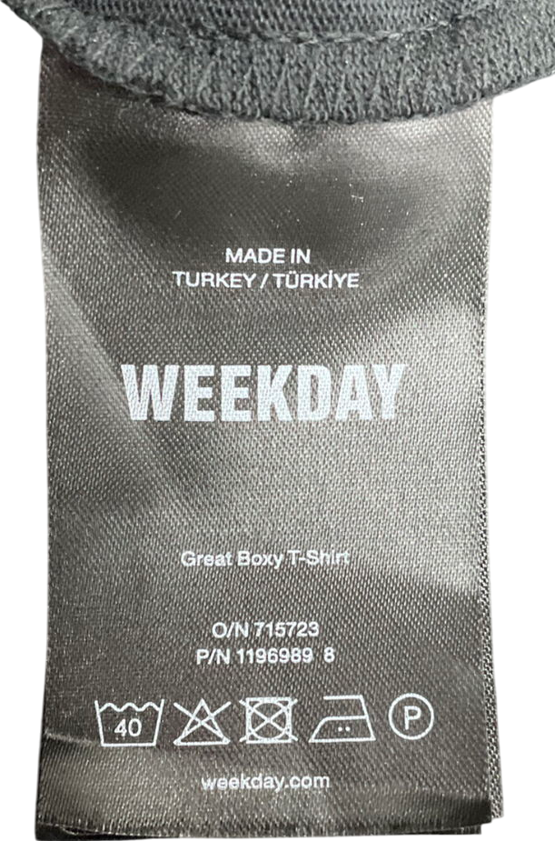 Weekday Black Oversized Graphic Printed T-shirt UK XL